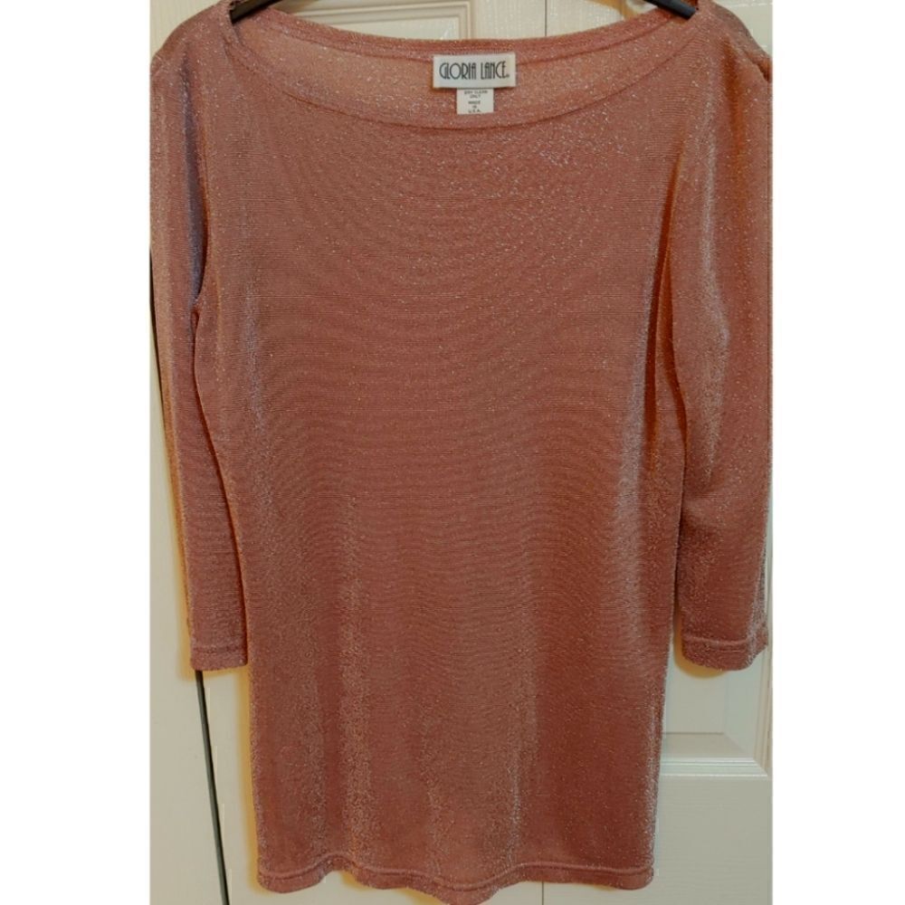 Women's 3/4 Length Sleeves Top with Sparkle Material by Gloria Lance Small EUC